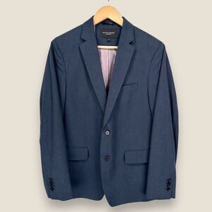 Banana Republic Herringbone Cotton Sport Coat Men 40S Navy Blue Blazer 2 Btn